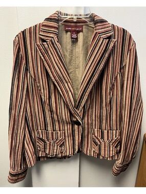 Retro Jones Wear Jeans Striped Blazer in Brown, Tan, Black